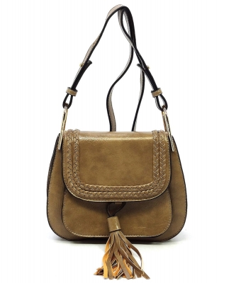 Fashion Tassel Saddle Crossbody Bag DL2767 STONE